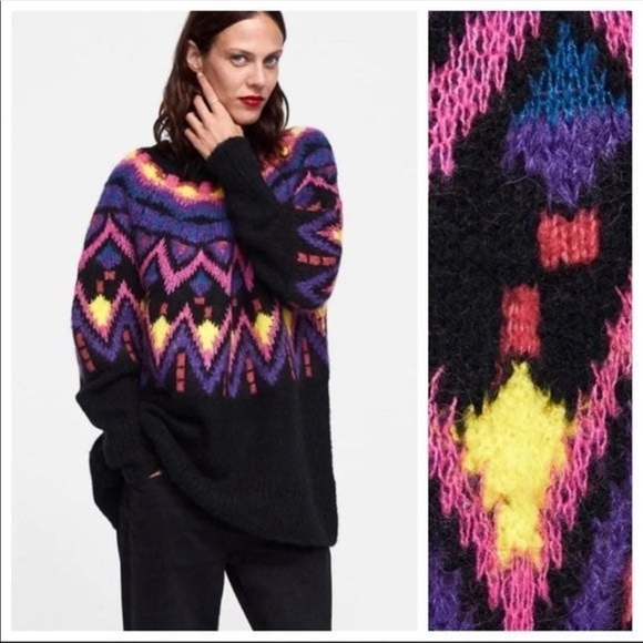 Zara Knit Wool blend oversized long sleeve sweater - Picture 5 of 10